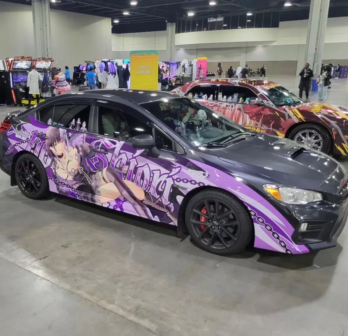 Hololive itasha wrap on Subaru WRX at convention — Subie Crew Knoxville